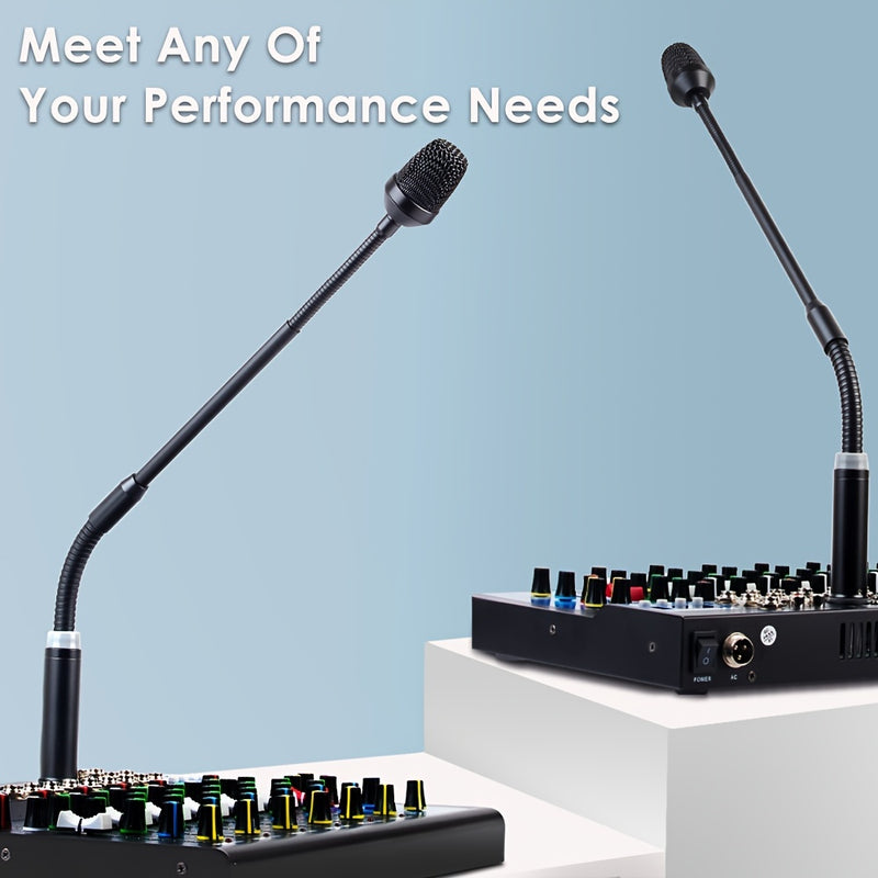 Micrófono dinámico profesional Depusheng DJ Mic de 16 pulgadas (40,64 cm) con XLR - 2 en 1, condensador y condensador, banda ajustable, 3 aumentos, 3 niveles de reducción de ruido, negro, micrófono para DJ, actuaciones en escena, diseño elegante, constru