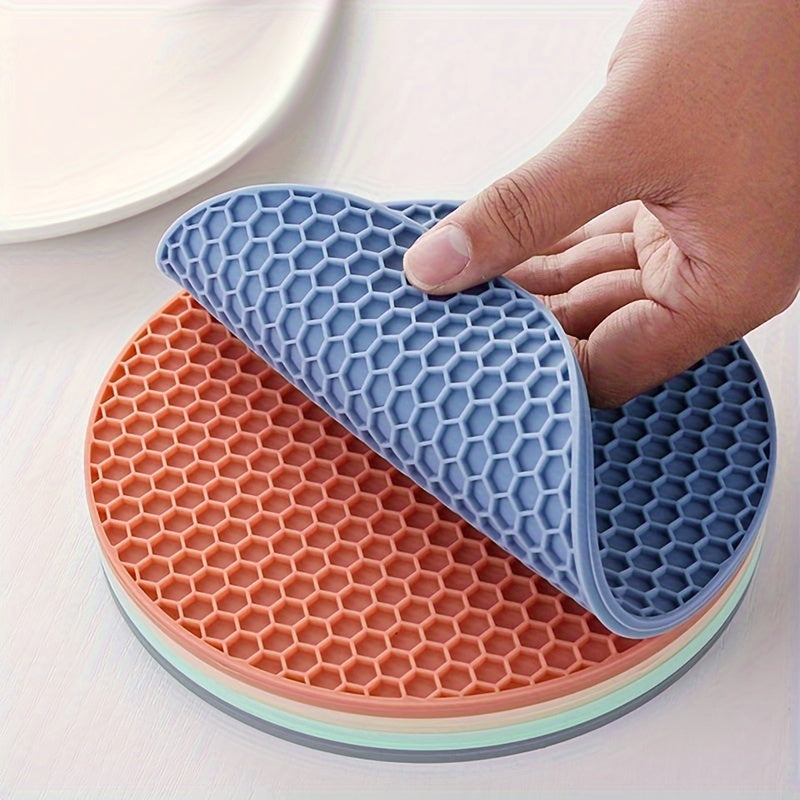 1pc Mantel Individual de Silicona - Redondo, Resistente al Calor y Antideslizante para Ollas, Bandejas de Horneado y Boles - Accesorio de Cocina Duradero