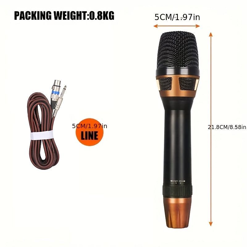Micrófono de Karaoke Dinámico XGeS, Micrófono de Voz Profesional de Metal Portátil, Material de Cobre, Negro, con Cable de Altavoz XLR de 5M 6,35mm, para Cantar, Juegos, Conferencias de Video, Transmisión, Sin Batería Requerida, Alimentación Cableada ≤36