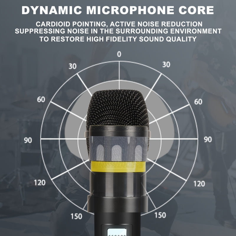 Micrófono de rendimiento profesional de 200 canales para escenario, banda, estudio, músicos, 2 micrófonos de mano, adecuado para el sistema inalámbrico de doble canal UHF D4-200