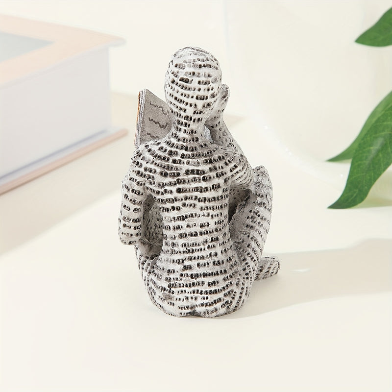 1 Pieza, Estatua De Resina De Mujer Leyendo Abstracta, Estilo Decoración Moderno Escandinavo, Figurita Pensativa Para Amantes De Los Libros, Escultura De Escritorio Para Dormitorio Y Sala De Estar, Decoración Del Hogar
