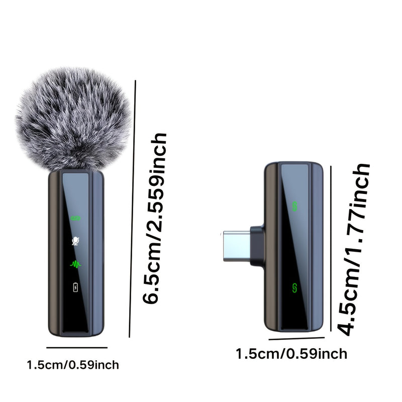 Microfono sin varillas de solapa con pantalla LED, micrófono portátil para grabación de video y podcast con cancelación de ruido HD, función de reverberación silenciosa para creadores de contenido