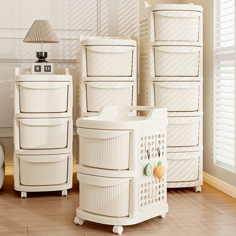 1 pieza de organizador de almacenamiento rectangular de polipropileno, cajón de varios niveles con ruedas, no, lavable a mano, material plástico, multiusos, para cocina, sala de estar, snacks y juguetes.
