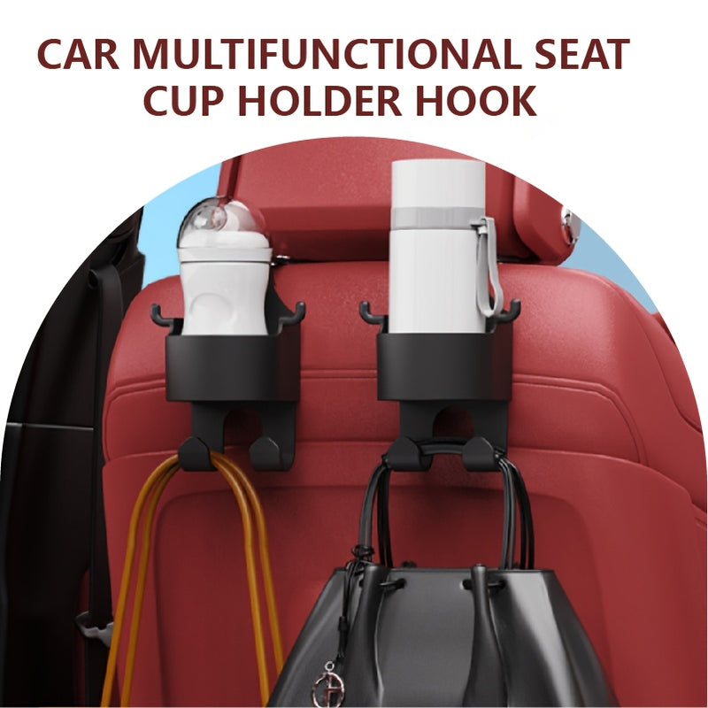Portavasos para coche con diseño de gancho oculto, almacenamiento multicapa resistente, ahorro de espacio, carga estable sin vibraciones, estética discreta, seguridad al conducir y adaptabilidad a diferentes grosores del asiento
