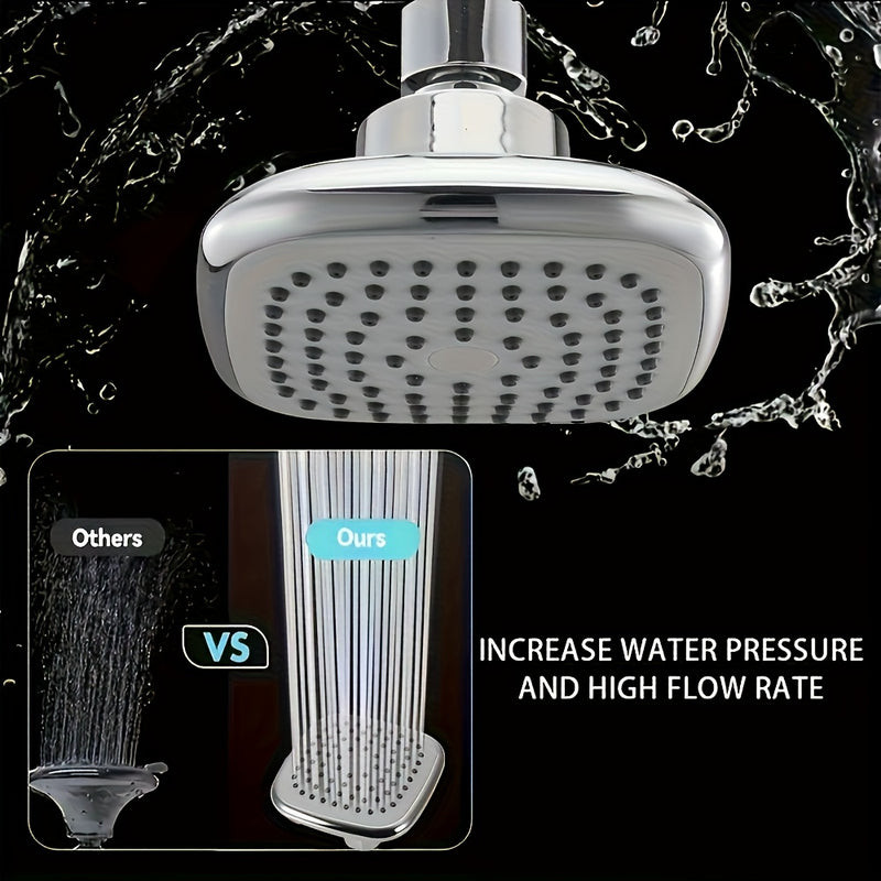 Rociador de Alta Presión - Cabezal de Ducha Resistente con Fuerte Flujo de Agua, Instalación Rápida y Fácil, Ideal para Baños Modernos - Perfecto para Familias y Parejas, Acabado Metálico Elegante, Cuerpo de Plástico Duradero