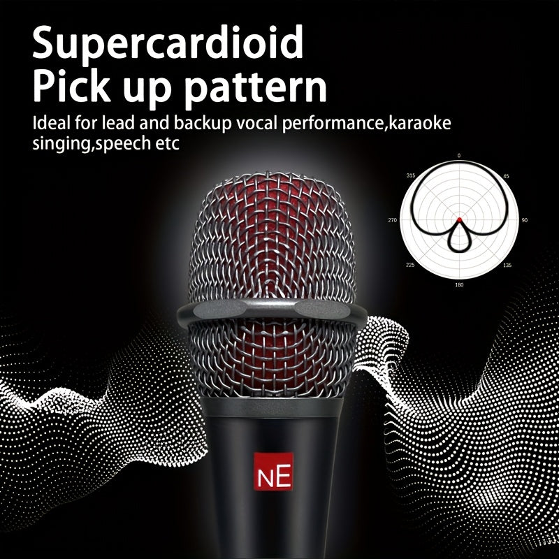 Microfono Dinámico Súper Cardióide LexiNova V7 Versión Alta con Cable para Canto en Escenario, Grabación de Voces, Actuaciones, Discurso, Transmisión de Vídeo, Microfono de Sonido Profesional - Conector Jack de 6.35 mm