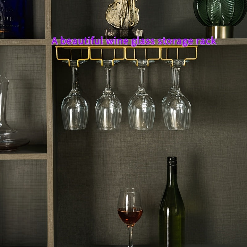 1 pieza de soporte elegante para vino de hierro - Elegante soporte de vino de hierro con diseño de barra creativo, acabado de metal barnizado, diseño de almacenamiento de vino con múltiples vasos, accesorio de barra