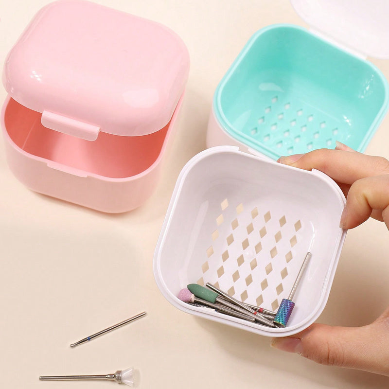 1 pieza Herramientas para Uñas Cabeza de Molienda en Cerámica y Acero al Tungsteno Caja de Desinfección Limpieza Doble Filtro Acabado Engrosamiento Multifunción