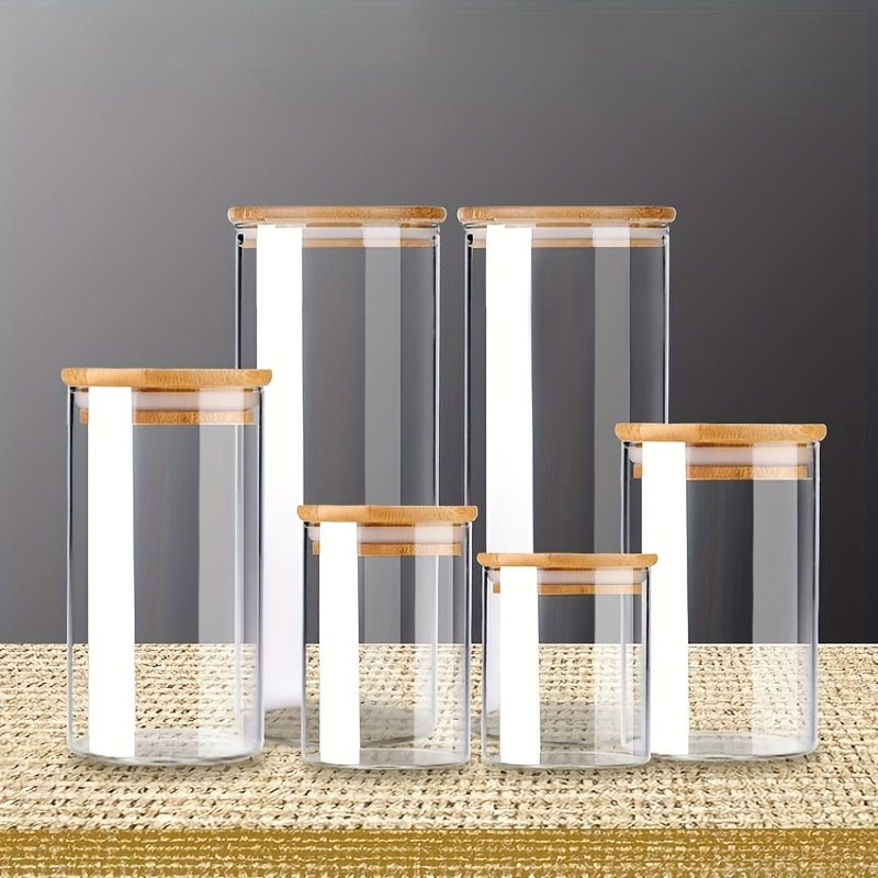 4 piezas de contenedor de almacenamiento de granos de café 1200 ml, frasco de vidrio transparente sellado multifuncional con tapa de madera, frasco sellado de borosilicato de alta resistencia, almacenamiento de cocina