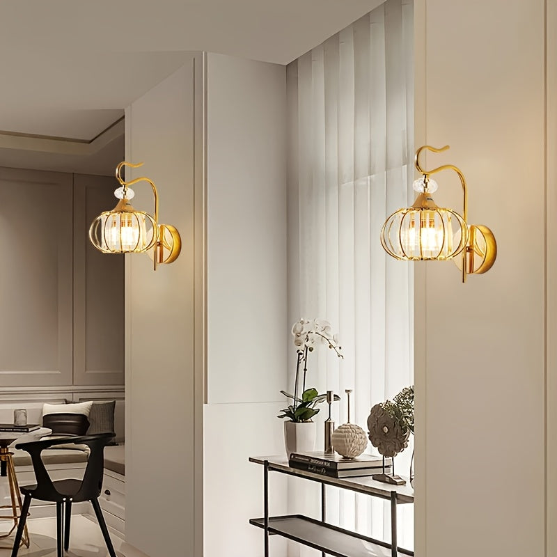 1pc Aplique de Pared de Hierro y Cristal Moderno, Aplique de Pared Ajustable con Cristales, Lámpara de Noche para Dormitorio, Iluminación Doméstica, Lámparas Modernas con Pantalla de Acrílico, Aplique de Pared para Sala o Pasillo E27 (Bombilla no Incluid