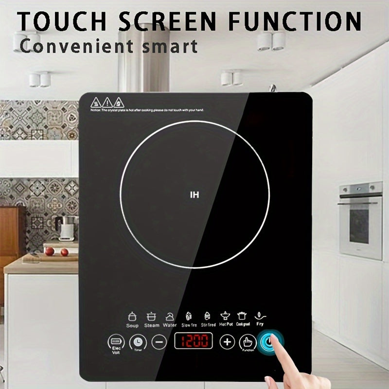Encimera de Inducción Portátil con Panel Táctil de Cristal , Quemadores Eléctricos para Cocinar, Estufa Portátil, Placas Calientes para Cocina, Encendedor Único