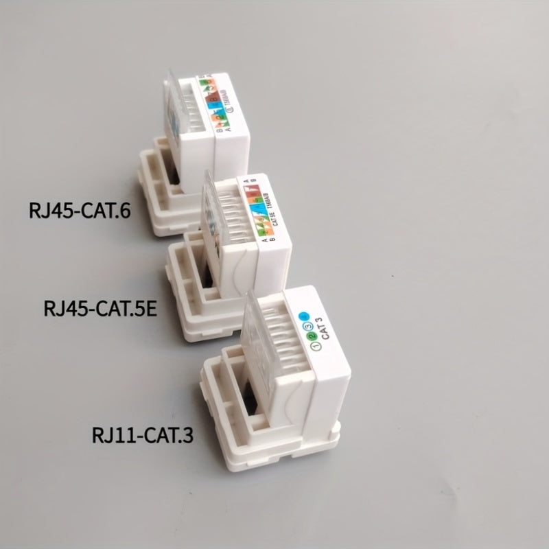 10 piezas, panel de red redondo 8P8C, módulo sin herramientas, seis clases, clase seis, tres clases, RJ45CAT.6, CAT.7, RJ11CAT.3, adaptador de línea de alimentación