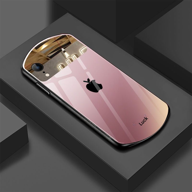 Estuche para teléfono de pareja con espejo ovalado y diseño engradado, compatible con Apple iPhone/16promax/16/15/14/12/11. Lujo ligero, moderno, resistente y visualmente atractivo: el regalo perfecto
