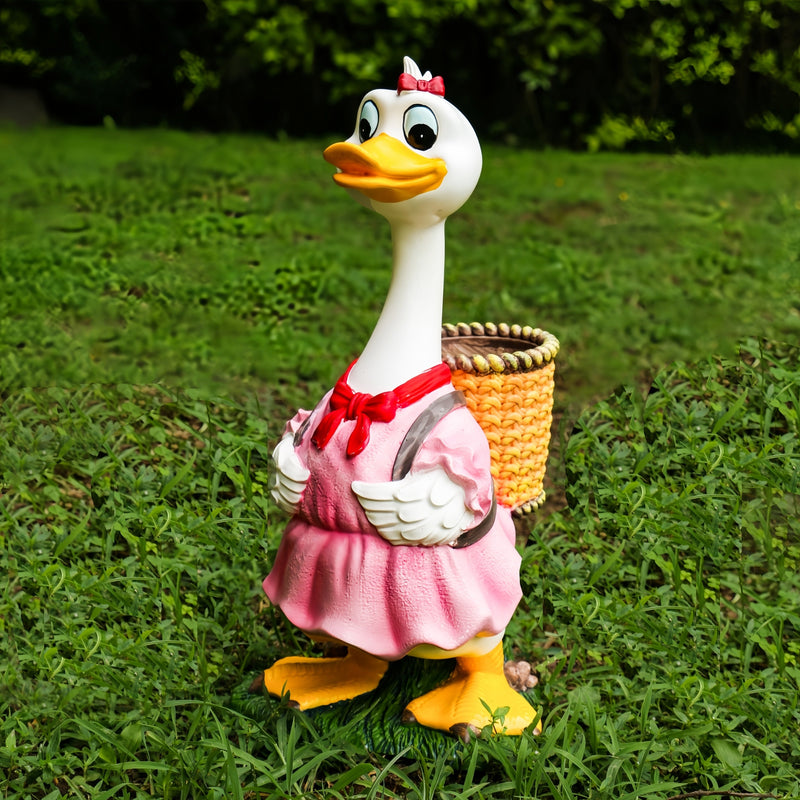 Maceta de Flores de Resina con Diseño de Pato de Dibujos Animados, Maceta Impermeable para Exteriores e Interiores, Decoración de Jardín y Balcón, Maceta Linda Adecuada para Suculentas con Agujeros de Drenaje, Regalo para Amantes de las Plantas