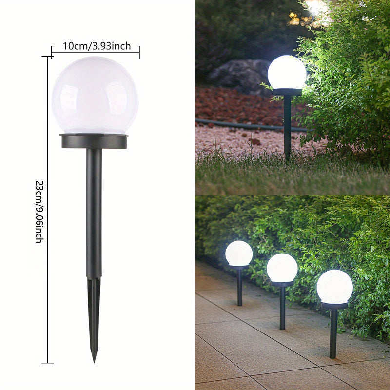 2 piezas de luces solares de bola, lámpara de suelo para exteriores, luces de bombilla redonda blanca, luces de tierra, luces de césped, luces de jardín al aire libre para paisajes