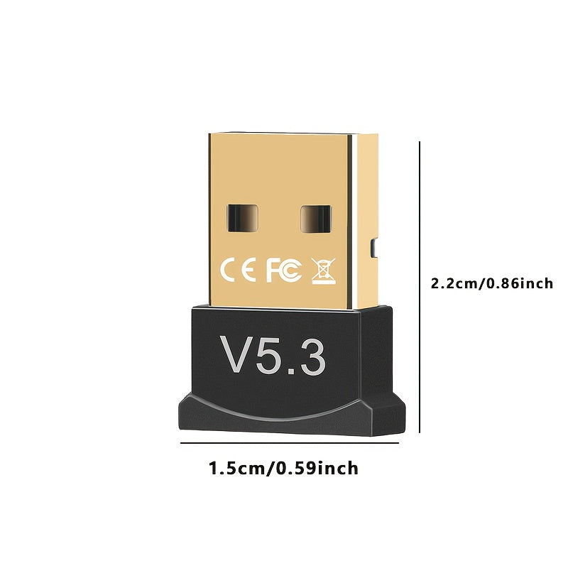Adaptador sin varillas USB 5.3 para Windows 11/10 - Transferencia Rápida de Datos, Diseño de Doble Antena, Compatible con Descenso Automático para 5.0/4.2/4.1/4.0, Adaptador de Red Sin Fíos Plug & Play para PC, Computadoras Portátiles y de Escritorio, Co
