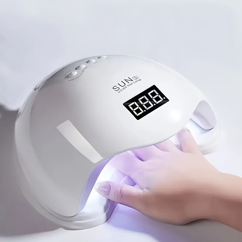 Lámpara LED para uñas de 48W con sensor inteligente - Luz de polir rápido y portátil, pantalla LCD, base extraíble, ideal para uso en casa y salón, alimentada por USB, material plástico, secador de uñas.