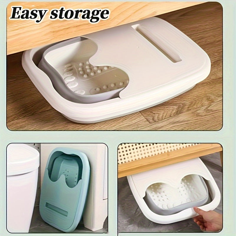 Bañera Portátil Plegable para Pie con Masaje - Baño de Inmersión Espacioso y Resistente, Diseño Colgante Ahorrador de Espacio para Hogar, Viajes o Baño - Sin Necesidad de Electricidad, Fácil de Limpiar y Ligero, Accesorio Compacto para Baños Pequeños, Co