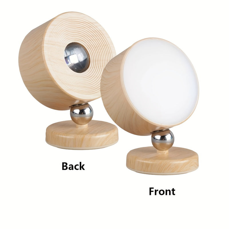 1pc Lámpara de Pared LED Moderna Regulable, Luz de Noche Giratoria 360° para Cama de Madera, Nueva Fuente Dual Delantera y Trasera, Función Táctil, Diseño Magnético, Batería de Litio Recargable Incorporada, Superficie Metálica Pulida, Incluye USB, Adecua