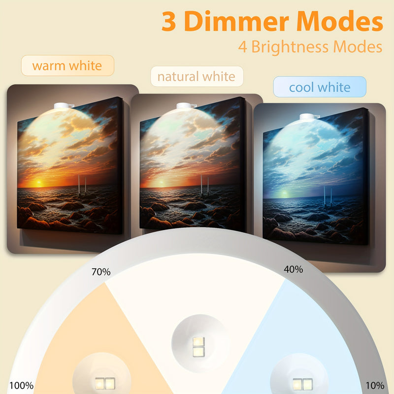 3 unidades de luces de imagen inalámbricas VILSOM LED, con batería y control remoto, regulables y temporizadas, 3 modos de luces de exhibición de arte para retratos y decoración de pared, montaje semibrillo, ajustable, acabado pulido, plástico, alimentad