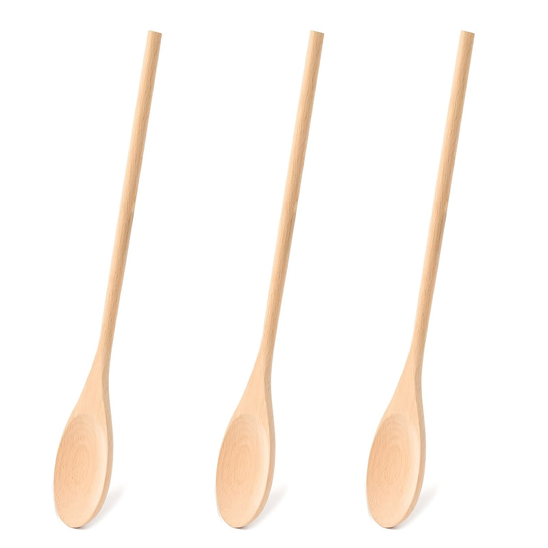 Cuchara de madera de mango largo para cocinar y mezclar ovalada, cuchara de madera larga para probar, cuchara de cocinar grande.