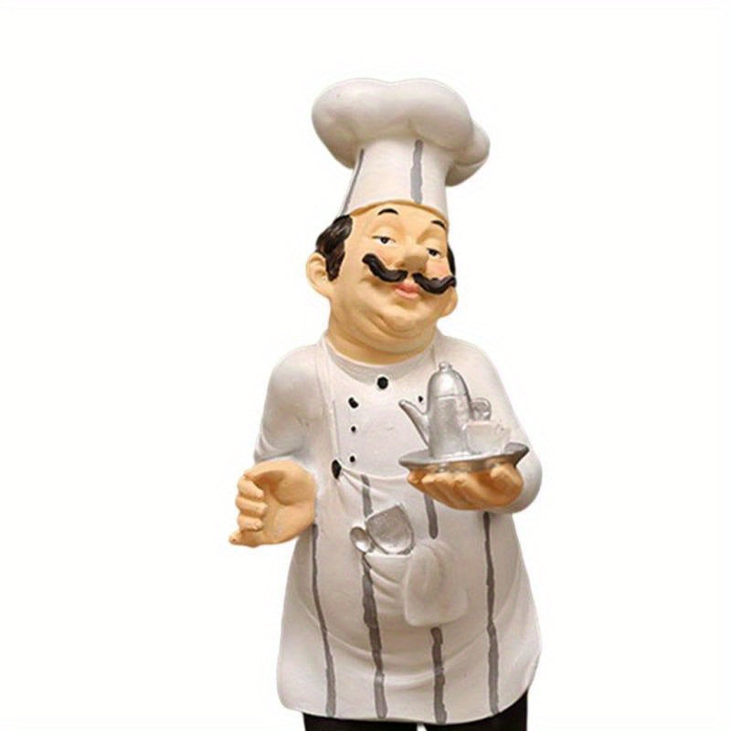 Figura de Chef en Resina - Decoración para Cocina con Forma de Tetera y Base Cuadriculada, 12x12x32 cm, Sin Necesidad de Electricidad para Uso Interior/Exterior en Hogar, Café, Restaurante, Bar, Decoración de Cocina de Chef