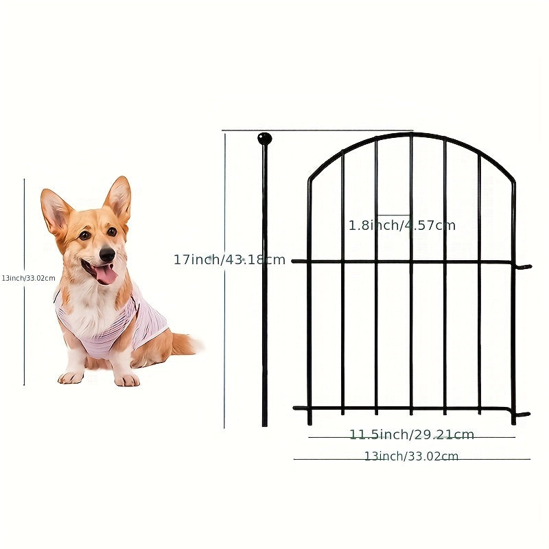 10 pzas Paneles de Valla de Jardín de Hierro Arqueado a Prueba de Óxido - Cercado Metálico Duradero sin Excavación para Perros, Barrera para Animales, Borde Atractivo para Macizos de Flores, Valla de Alambre Ornamental para Decoración Exterior de Patio y