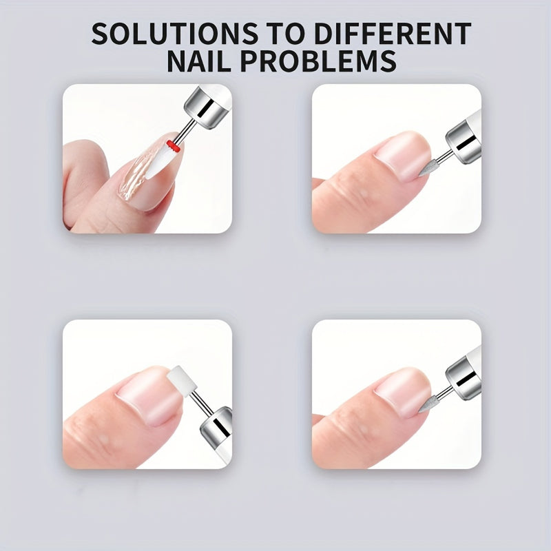 Limpiador de Uñas Eléctrico, Taladro de Uñas Inalámbrico Profesional con 6 Velocidades para Acrílico y Gel, Set Portátil con Base Recargable, Pulidora Electrónica para Salón o Hogar