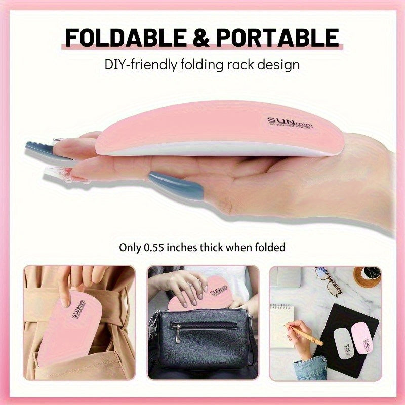 Un mini foco LED para uñas en un paquete individual - un dispositivo micro alimentado por USB para uñas de gel! Su diseño portátil y compacto es perfecto para uñas de gel. La fuente de alimentación USB lo hace fácil de usar en casa o mientras se viaja. E