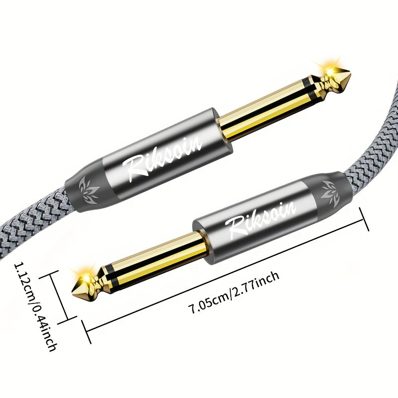 Cable de Audio Riksoin Premium de 6.5mm Macho a Macho - Perfecto para Micrófonos, Tarjetas de Sonido DVD, Amplificadores y Mezcladores | Cable Auxiliar Versátil de 6.35mm para Guitarras Eléctricas, Bajos, Teclados y Más, RIKSOIN