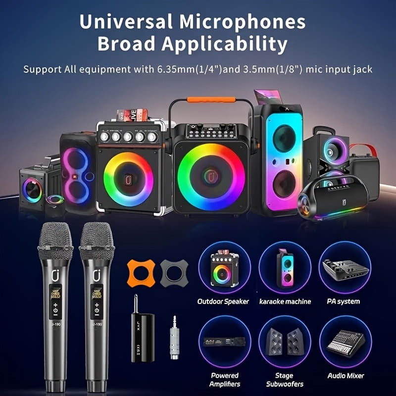 1pc JYX Micrófono Dinámico Inalámbrico Portátil con receptor de carga, con conector de 6,35 mm, alimentado por batería, para karaoke, canto, fiestas, conferencias, bodas, transmisión en vivo, videoconferencia - Material ABS, requiere baterías AA (U190)