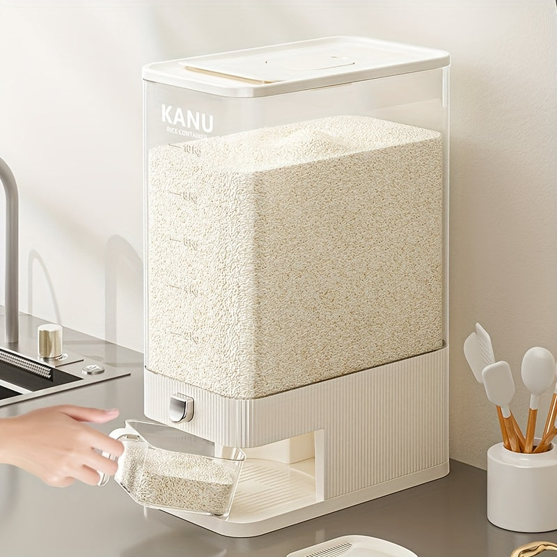 Envase hermético para alimentos de gran capacidad, dispensador de arroz con taza medidora, tarro sellado de 11.34 kg, cubeta para arroz con presión, hermético y resistente a la humedad, contenedor doméstico para arroz, harina y granos varios, plástico