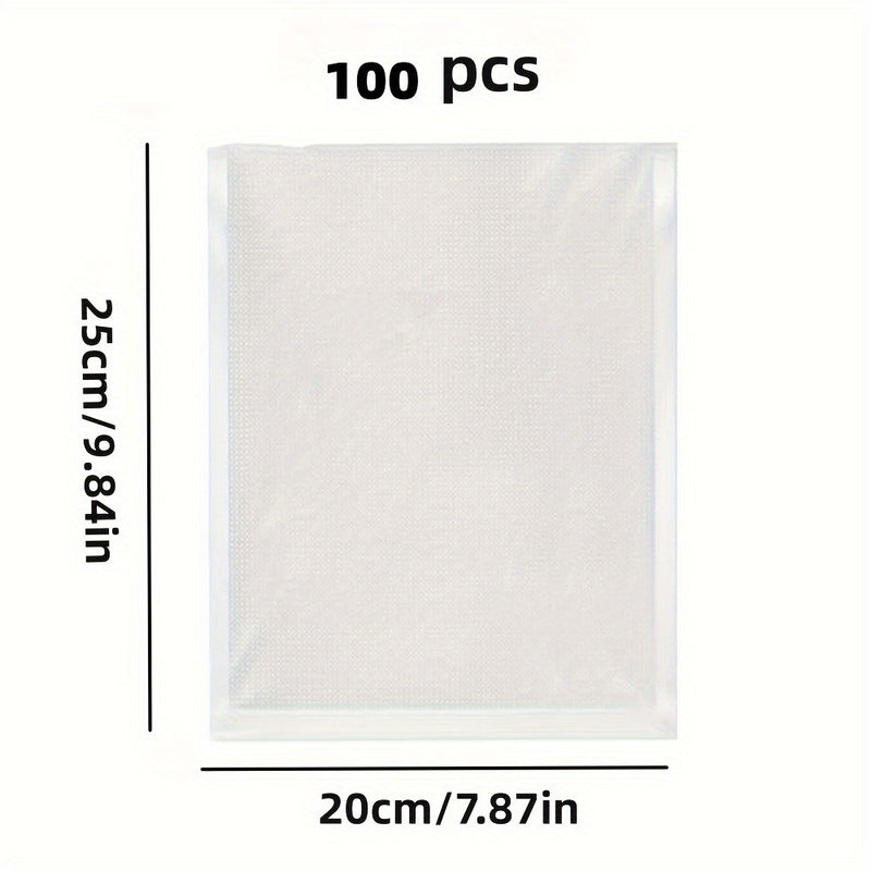 Set de 100 Unidades, Bolsas de vacío de grado alimenticio para máquinas de sellado, ideales para conservar alimentos como cerdo estofado, empanadillas, carne curada y pastel de gelatina de piel de burro. Bolsas comprimidas para el hogar, útiles en la coc