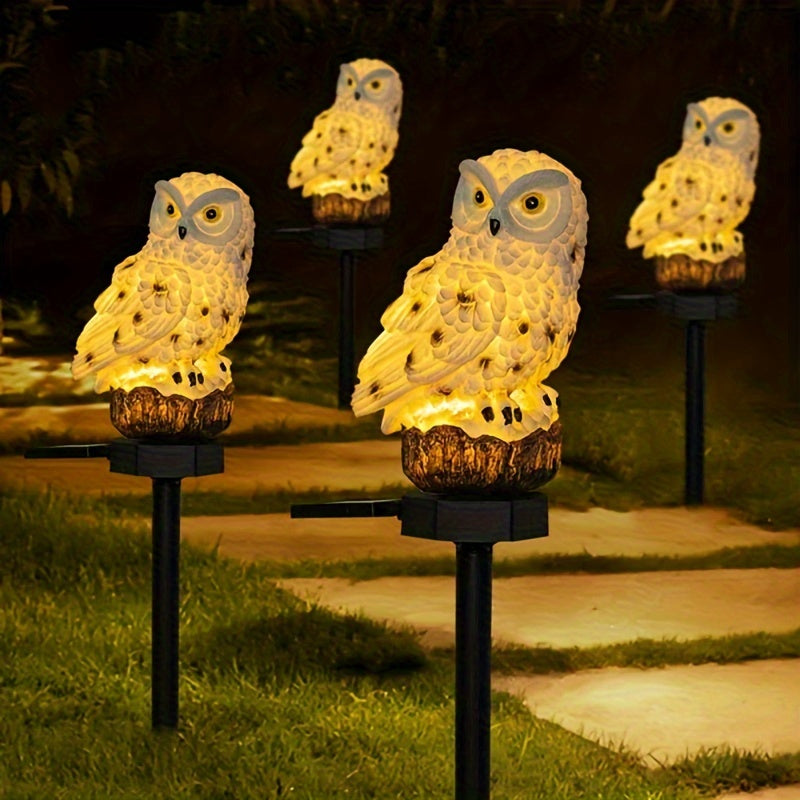1 lámpara solar LED de búho, luz de jardín de resina, decoración para patio o jardín