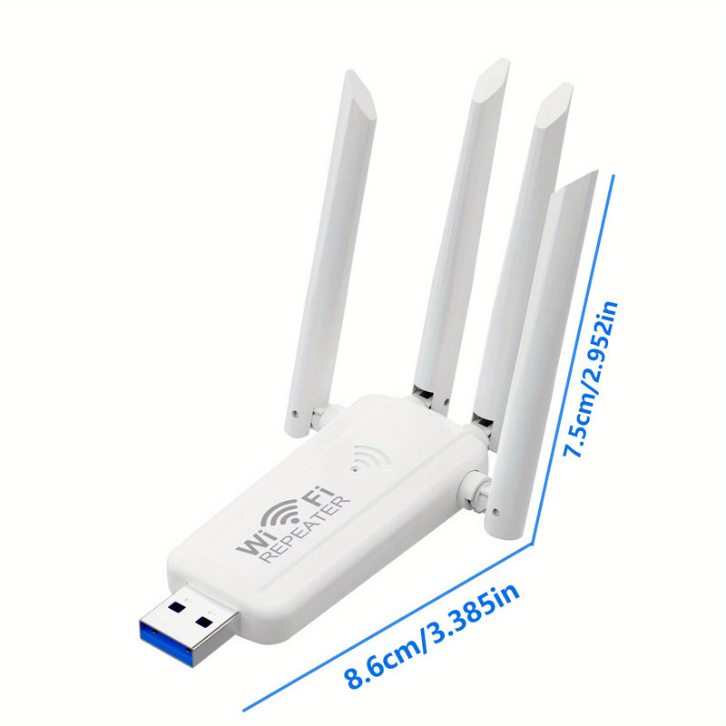 Repetidor de WiFi USB de Alta Velocidad 300Mbps con 4 Antenas - Amplificador de Señal Inalámbrica para Mejorar el Rango de la Red, Alimentado por USB, Diseño Elegante en , Conectividad Súper Directa, Actualiza tu Experiencia WiFi, Extensor de Wifi