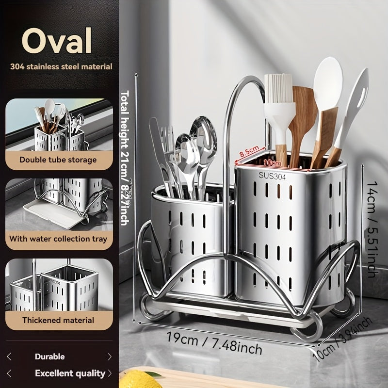 Soporte para vajilla de acero inoxidable 304, escurridor de cocina con base desmontable, organizador de cubiertos, cuchillos, tenedores y palillos, último producto del año 2025