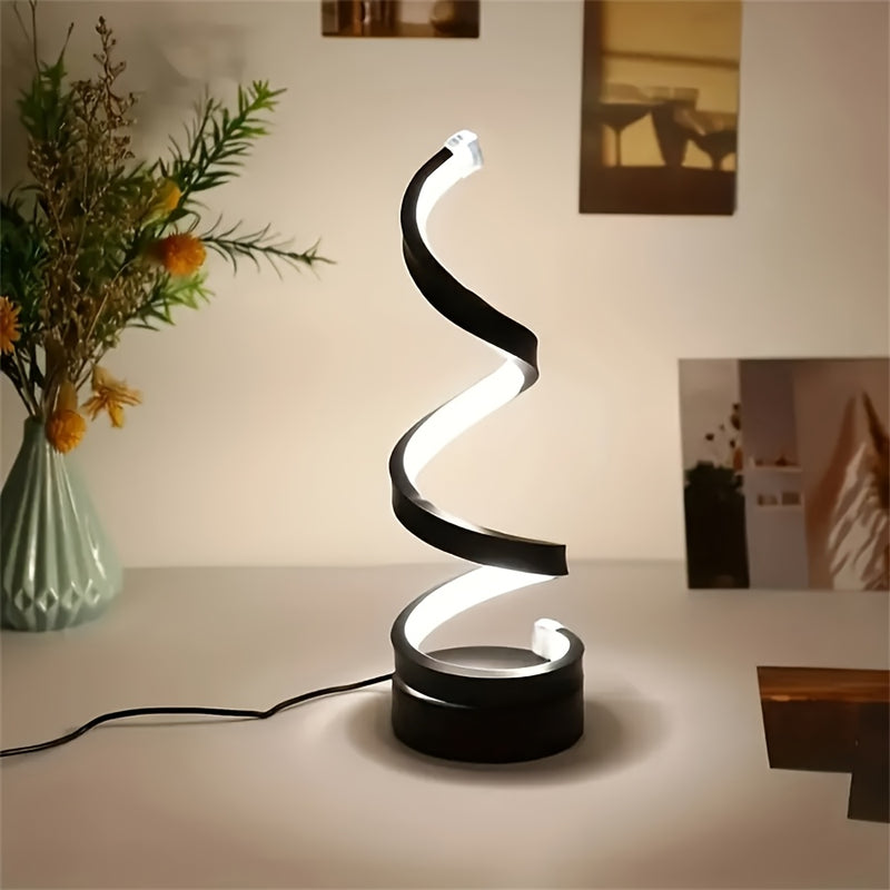 Lámpara de mesa creativa estilo retro - Brazo espiral ajustable, luz cálida suave, diseño multifuncional que ahorra espacio para dormitorio, estudio, sala de estar, regalo ideal para amigos y familiares.