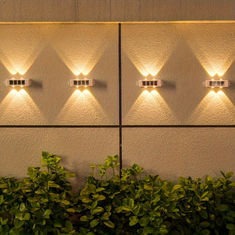 Luces solares para patio exterior (4 piezas/caja), luces de lavado de pared exterior, focos de paisaje para pared exterior de villa, luces decorativas de pared para ambiente