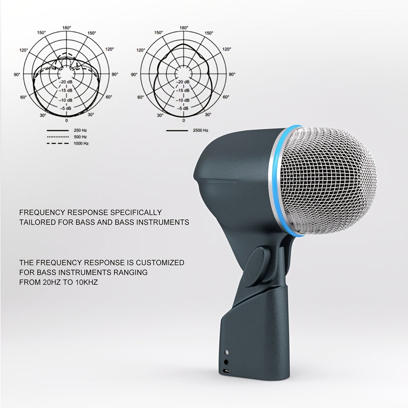 Micrófono dinámico G-MARK BETA52A de alto rendimiento para bombo y bajo, verde, alimentado por USB, conector XLR, patrón supercardioide, 94dB SPL, rejilla de malla de acero endurecido, adaptador antideslizante para soporte