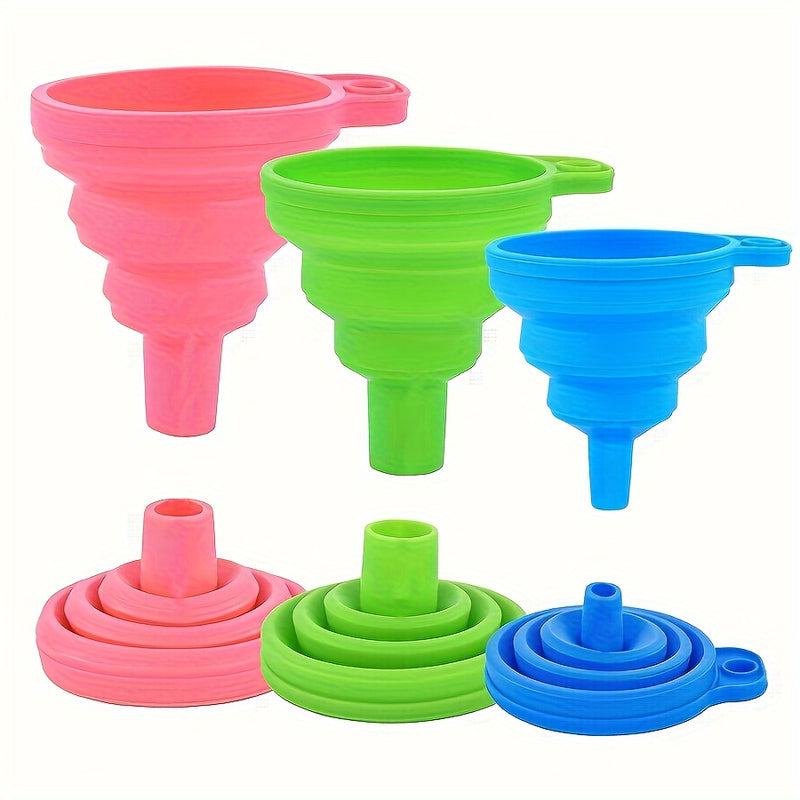 1 Paquete de Embudo Plegable - TPU Seguro para Alimentos, Diseño Ahorrador de Espacio para Líquidos e Ingredientes Secos, Uso en Cocina y Automoción, Campamento - Color Aleatorio, Esenciales de Cocina | Goma Resistente al Calor