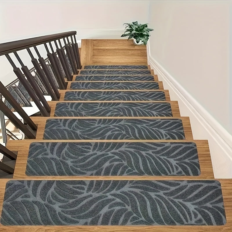 14 piezas de tapetes antideslizantes para escaleras - 76.2 cm x 20.32 cm, autoadhesivos, lavables, de poliéster, para seguridad en el hogar y la oficina