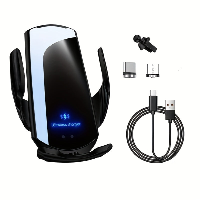 cargador sin varillas para coche de 15W con soporte para ventilación, giratorio vertical y horizontal a 360°, soporte estable para teléfono, incluye 2 cabezales magnéticos, compatible con todos los modelos móviles como Apple, Xiaomi, etc