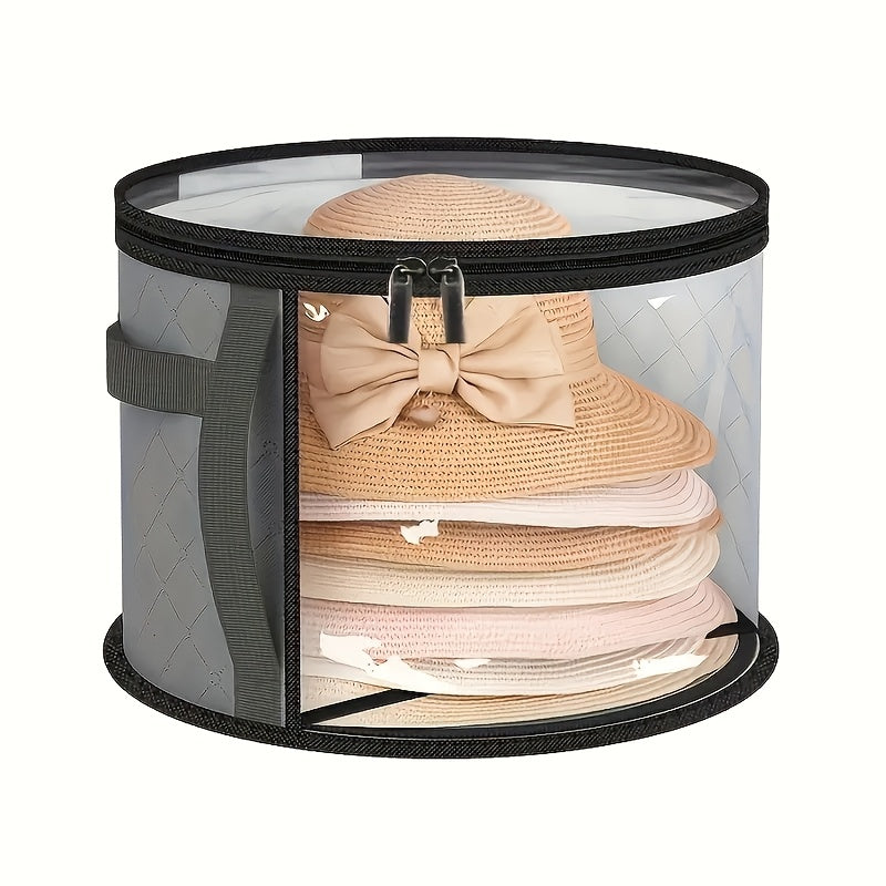 Caja de almacenamiento para sombreros extra grande, organizador de plástico resistente para sombreros de vaquero, playa y sol, liviana, resistente a manchas, con ventana transparente, cierres dobles, asas reforzadas, ideal para ropa, juguetes, accesorios