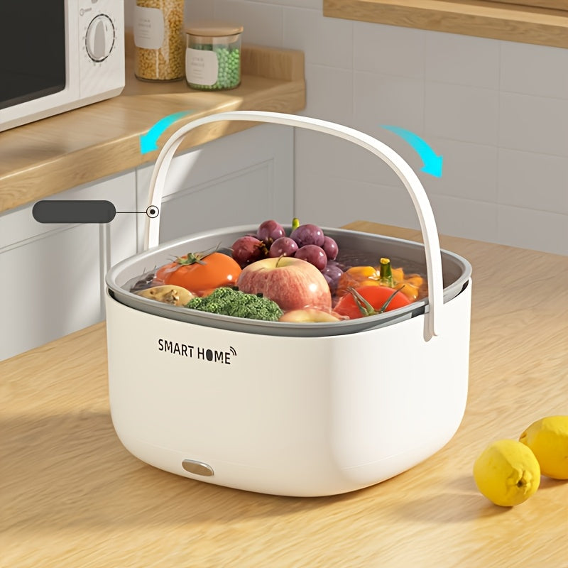 Máquina de lavado de verduras y frutas de estilo cesta inteligente 2025 mejorada - Portátil, alimentada por batería, sin químicos, purificación automática, limpiador de cocina ahorrador de energía, fabricado con material PP duradero, máquina de limpieza