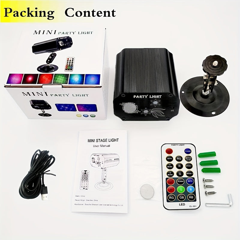 Luces de Escenario Láser RGB para DJ - Proyector LED con Sincronización Dinámica de Voz - Control Remoto para Karaoke, KTV, Fiestas de Baile, Cumpleaños, Bodas - Crea un Ambiente Inolvidable