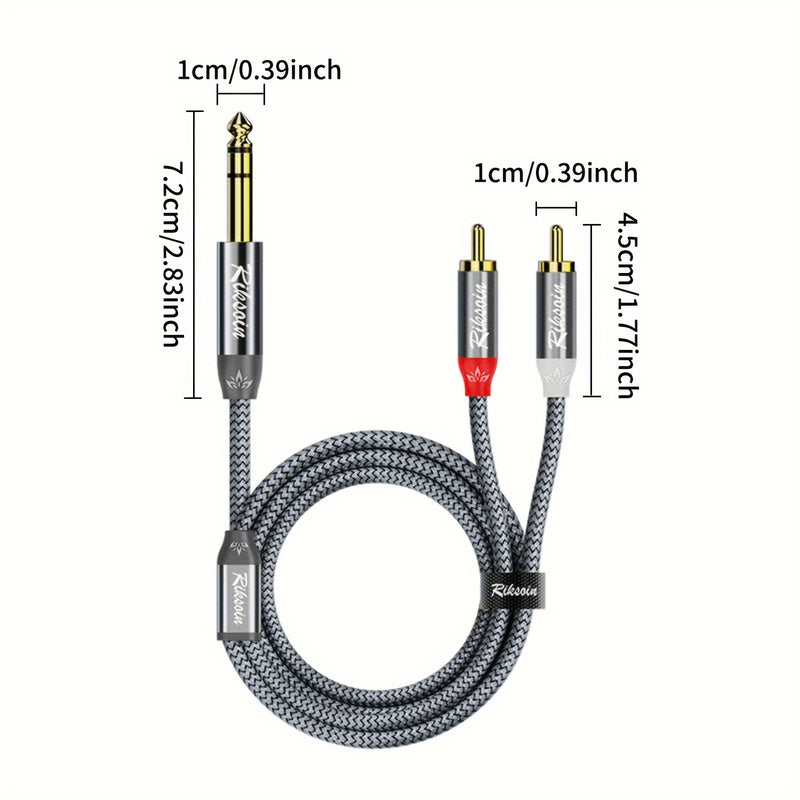 RIKSOIN Cable de audio TRS de 6,35 mm a RCA doble: divisor en Y para conexiones de guitarra, micrófono, teclado y batería