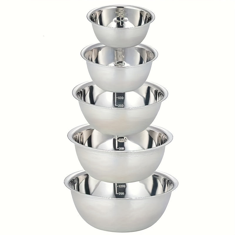 Juego de 5 tazones de acero inoxidable con base antideslizante, duraderos y seguros para alimentos, para uso en la cocina