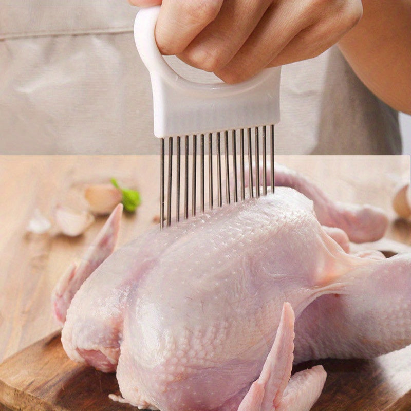 Utensilio de Cocina Multifuncional de Acero Inoxidable para Cortar Cebollas, Carne y Frutas – Mango Ergonómico, Diseño Resistente al Óxido, Sin Necesidad de Electricidad, Rebanador de Verduras