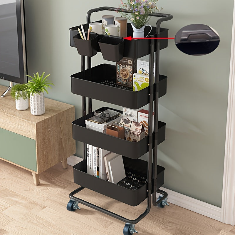 Carrito de Almacenamiento Versátil de 3 o 4 Niveles con Ruedas - Ideal para la Organización de Cocina, Baño y Lavandería