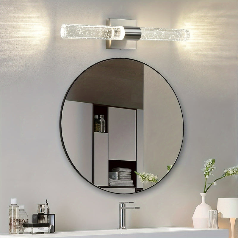 Aplique Moderno para Baño Aplique Plateado Iluminación de Pared Aplique de Pared LED de Cristal 39.88 cm 5000K Aplique de Tocador de Baño Montado en Pared Vertical y Horizontal para Dormitorio y Sala de Estar